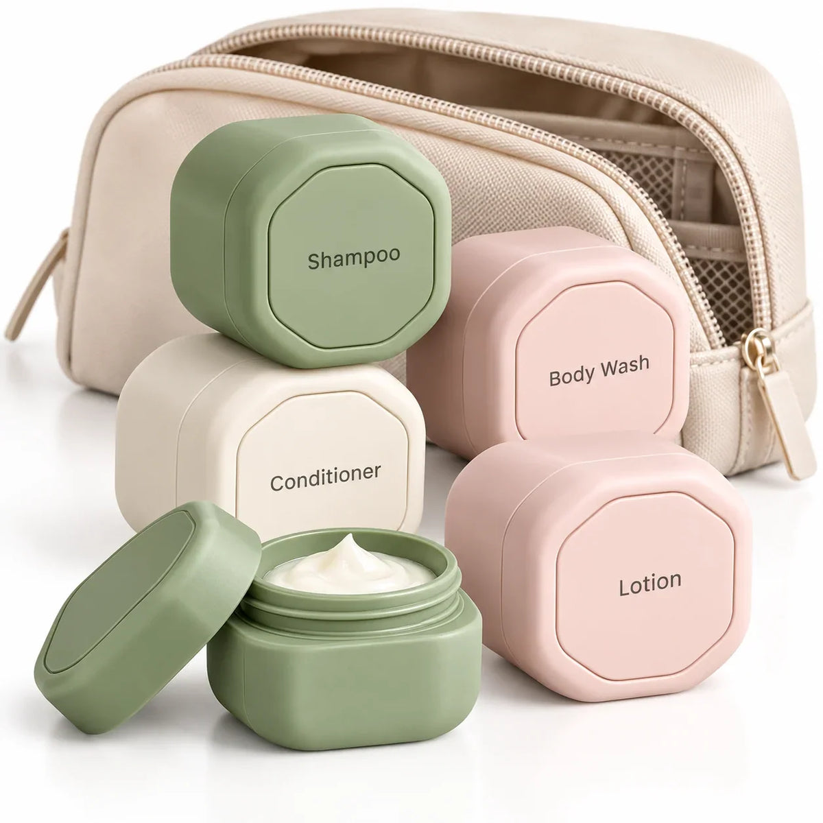 Toiletry Containers Refillable Silicone Leak-Resistant Stackable