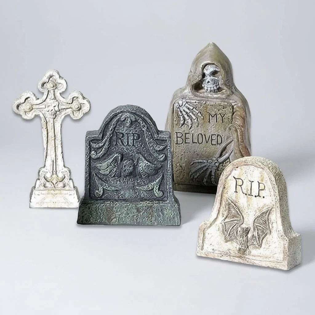 Tombstone Decorations Resin Set of 4 Tabletop Display