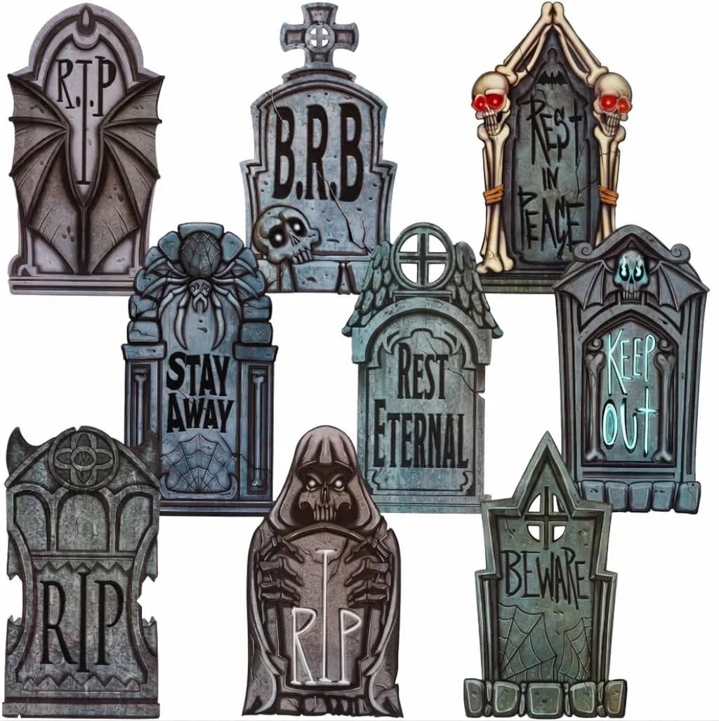 Tombstone Set Weather-Resistant With Metal Stakes 9-Piece