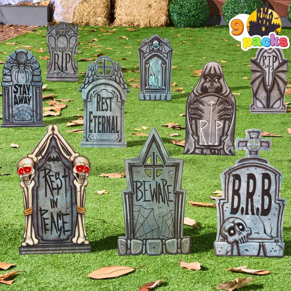 Tombstone Set Weather-Resistant With Metal Stakes 9-Piece