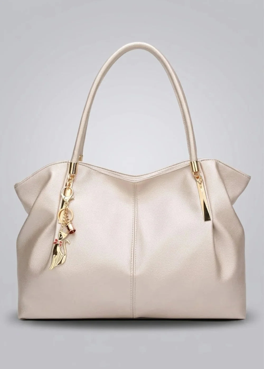 Tote Bag Structured Vegan Leather Zip Closure