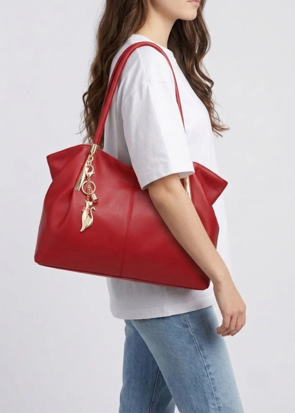Tote Bag Structured Vegan Leather Zip Closure