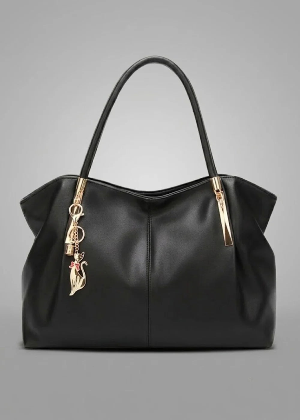 Tote Bag Structured Vegan Leather Zip Closure
