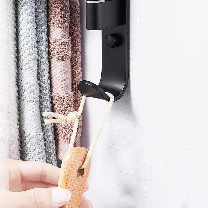 Towel Rack Five Arms Space-Saving Matte Black Metal