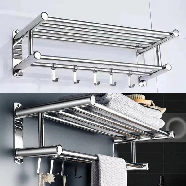 Towel Rack Wall-Mounted Stainless Steel Space-Saving