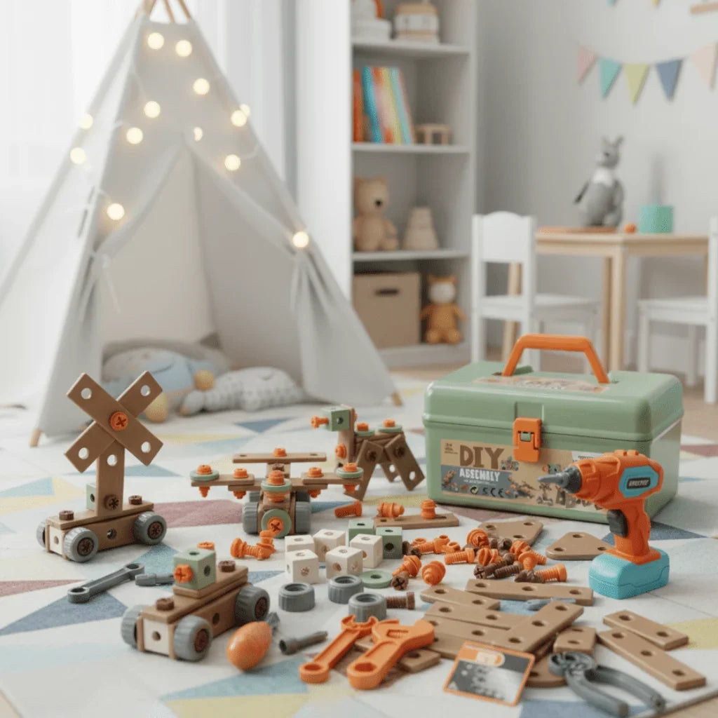 Toy Tool Set ABS Plastic Screw-Building Play