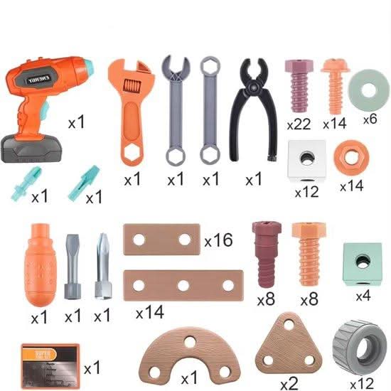 Toy Tool Set ABS Plastic Screw-Building Play