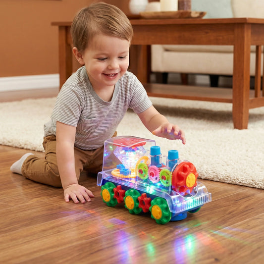 Toy Train Real Steam & Colorful Lights Auto-Reverse