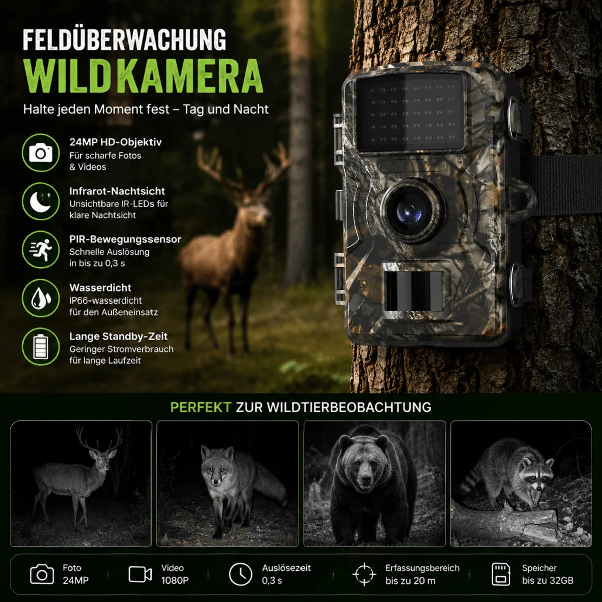 Trail Camera Night Vision Motion Detection Weatherproof