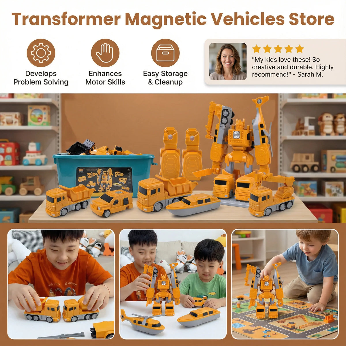Transformer Toy Magnetic Snap-Together Vehicle & Robot