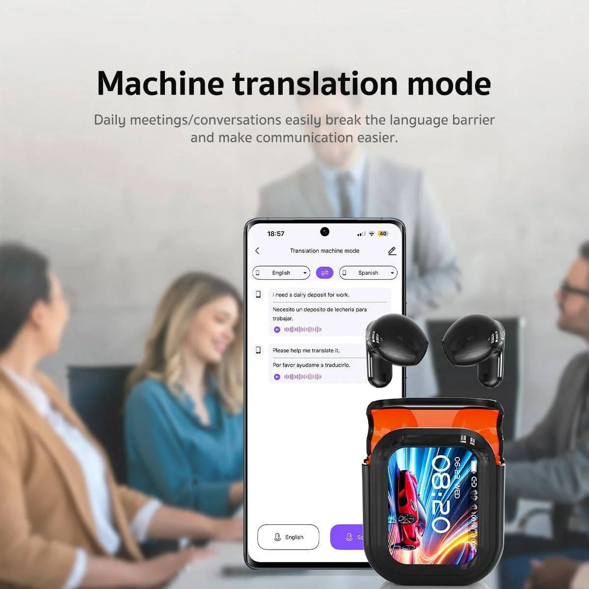 Translation Earbuds Real-Time Translation Noise Reduction Bluetooth Wireless