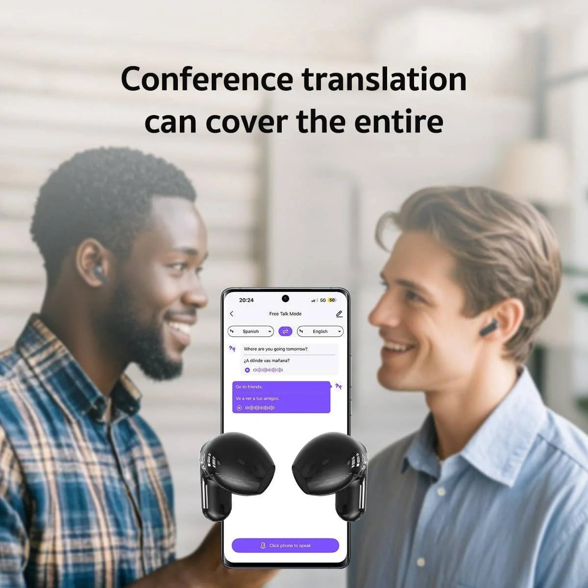 Translation Earbuds Real-Time Translation Noise Reduction Bluetooth Wireless