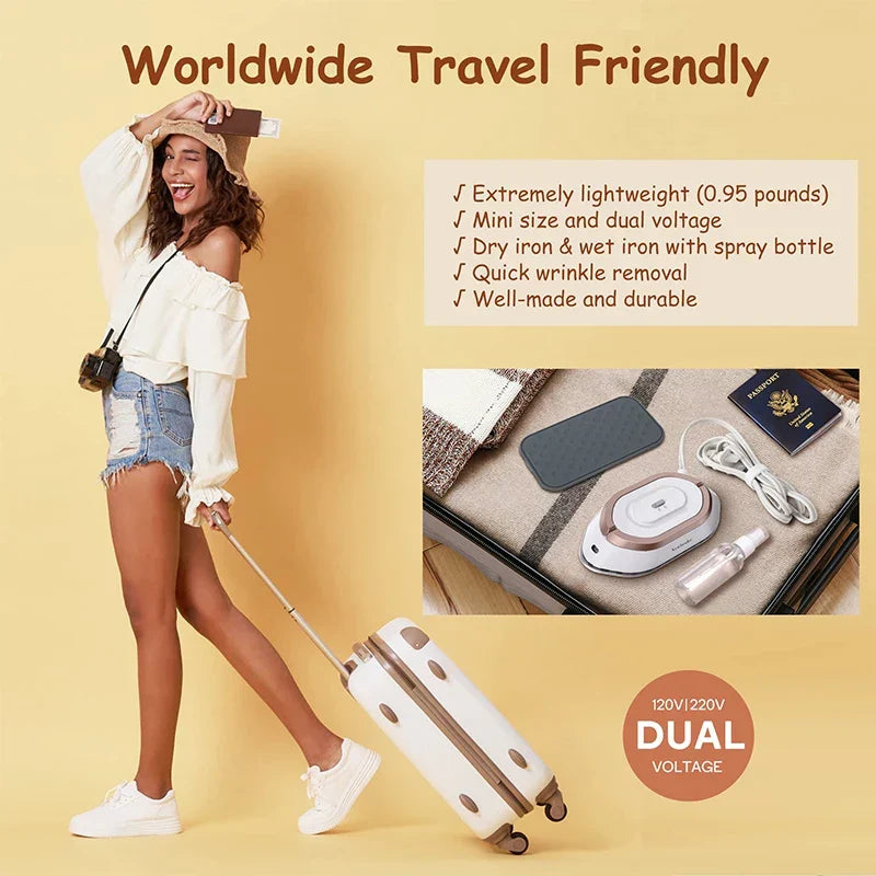 Travel Iron Foldable Handle Compact Dry & Wet Ironing