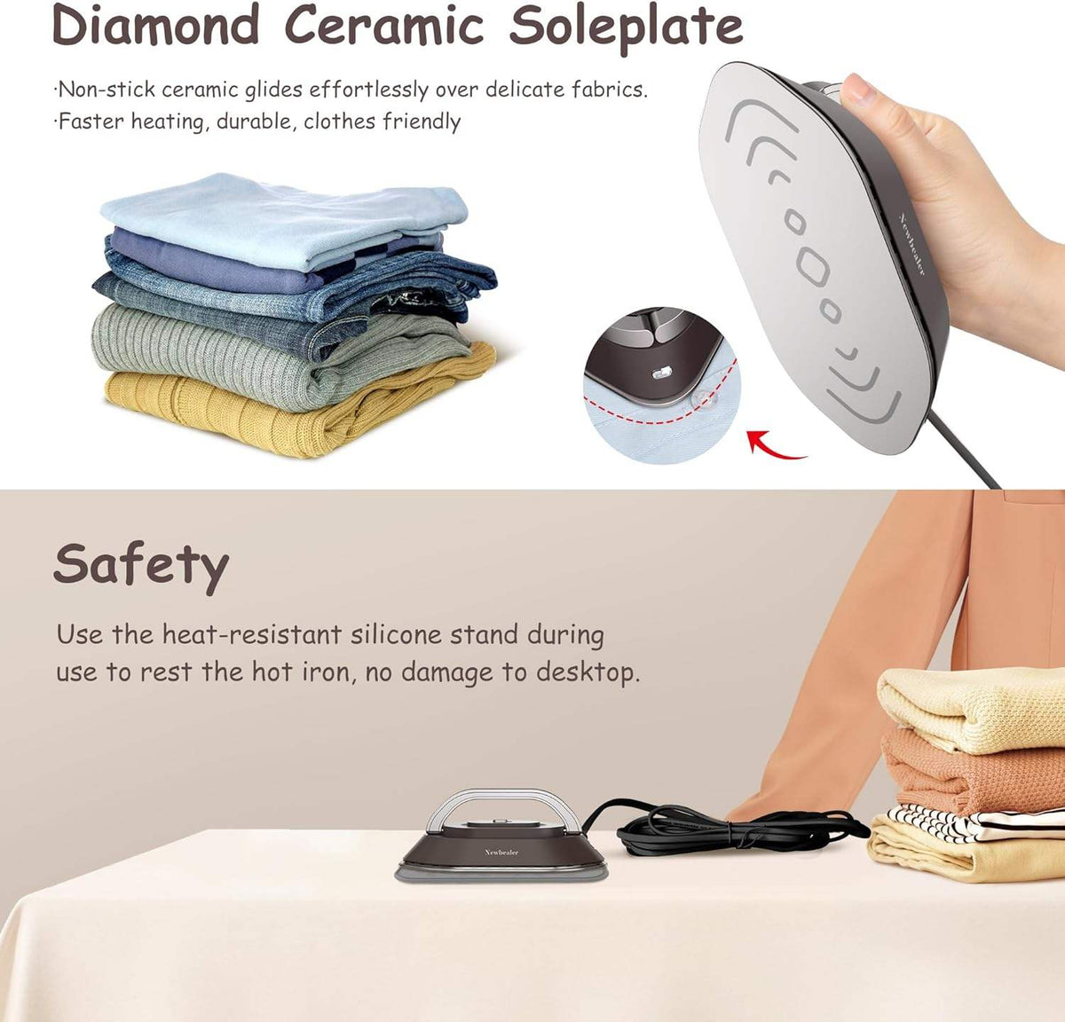 Travel Iron Foldable Handle Compact Dry & Wet Ironing