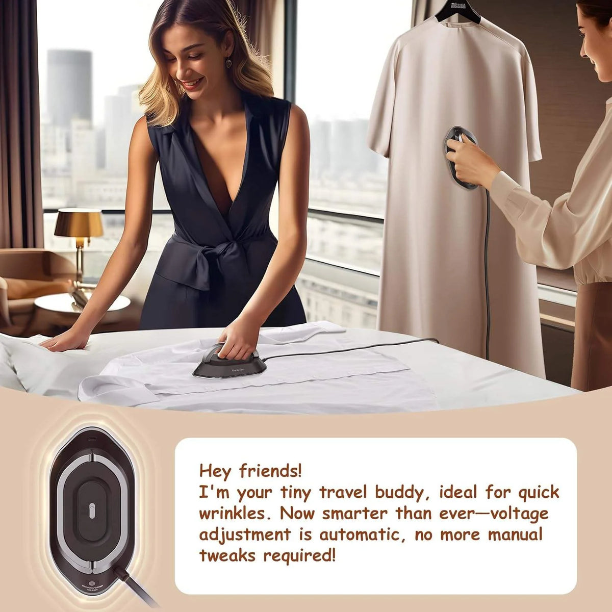 Travel Iron Foldable Handle Compact Dry & Wet Ironing