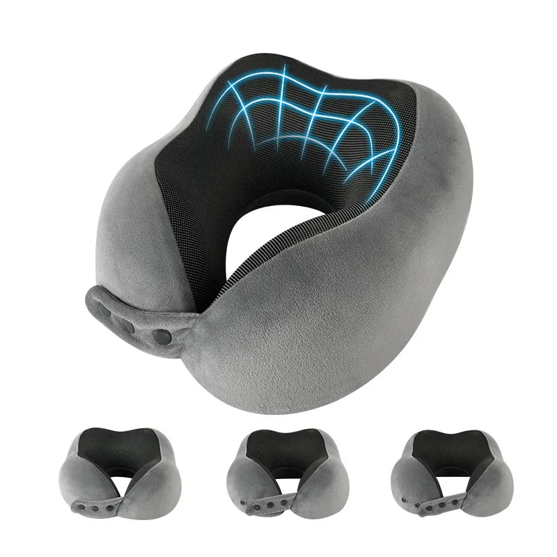 Travel Neck Pillow Memory Foam Adjustable Snap Closure