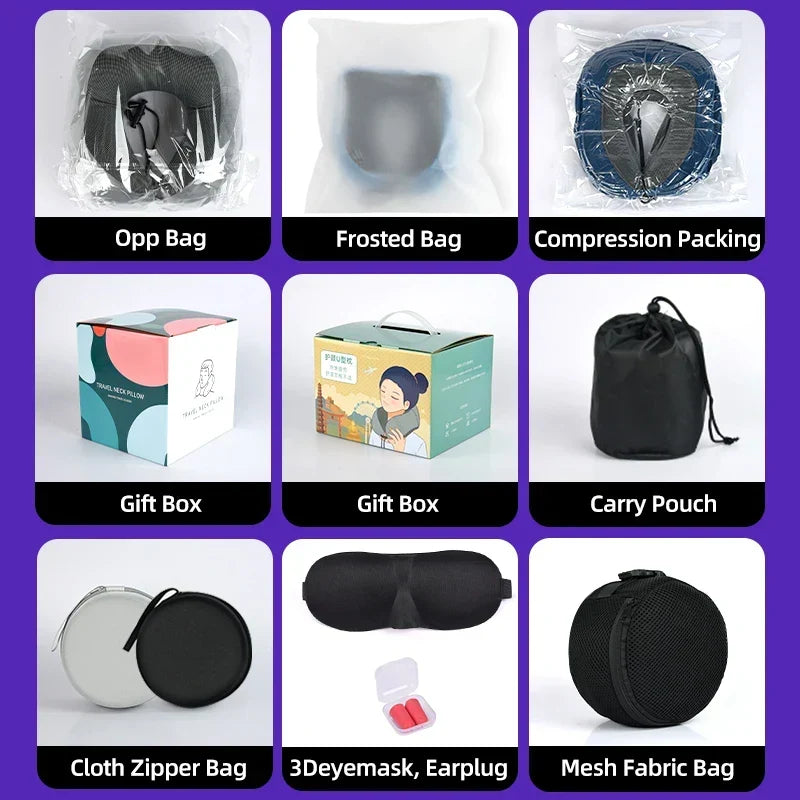 Travel Neck Pillow Memory Foam Adjustable Snap Closure