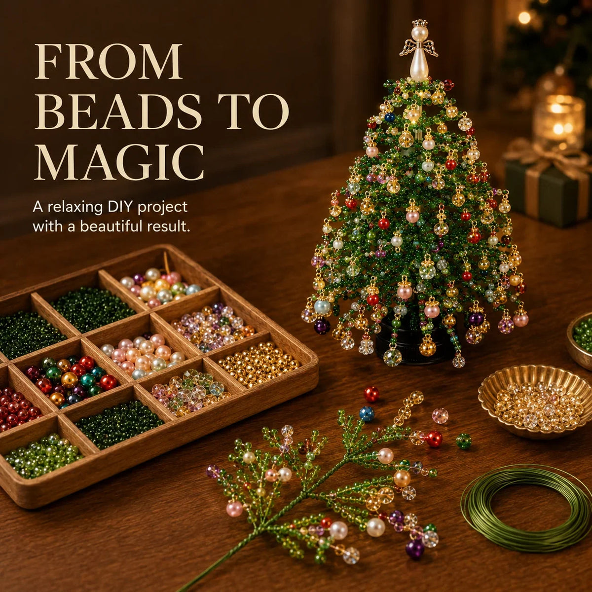 Tree Craft Kit Beaded DIY Tabletop Reusable
