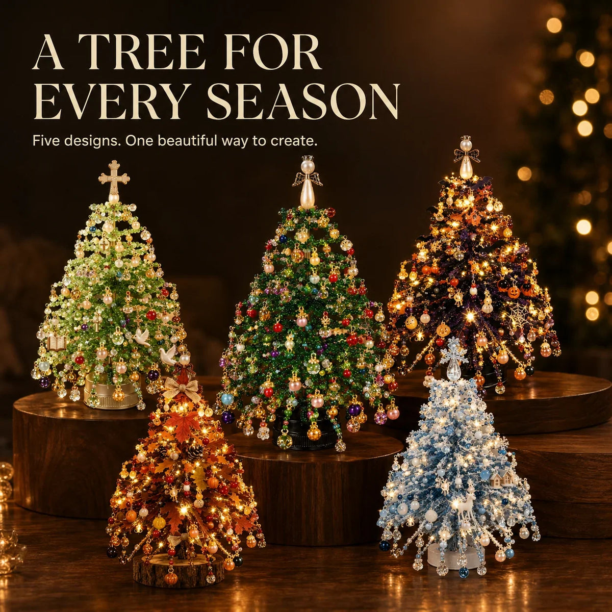 Tree Craft Kit Beaded DIY Tabletop Reusable