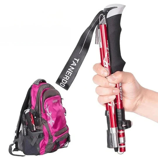 Trekking Pole Adjustable Telescopic Foldable Compact-Packing Support