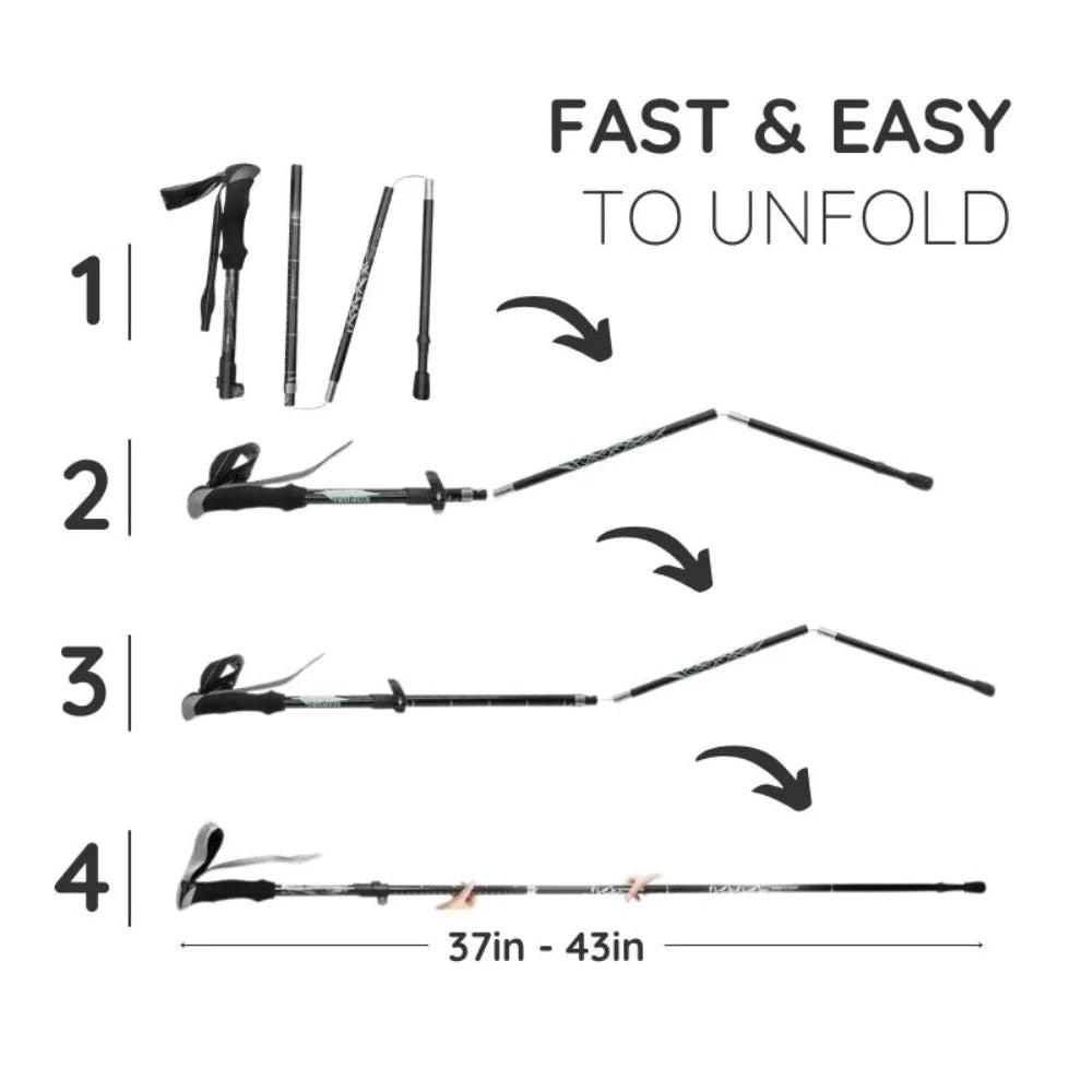 Trekking Pole Folding Shock-Absorbing Textured Grip
