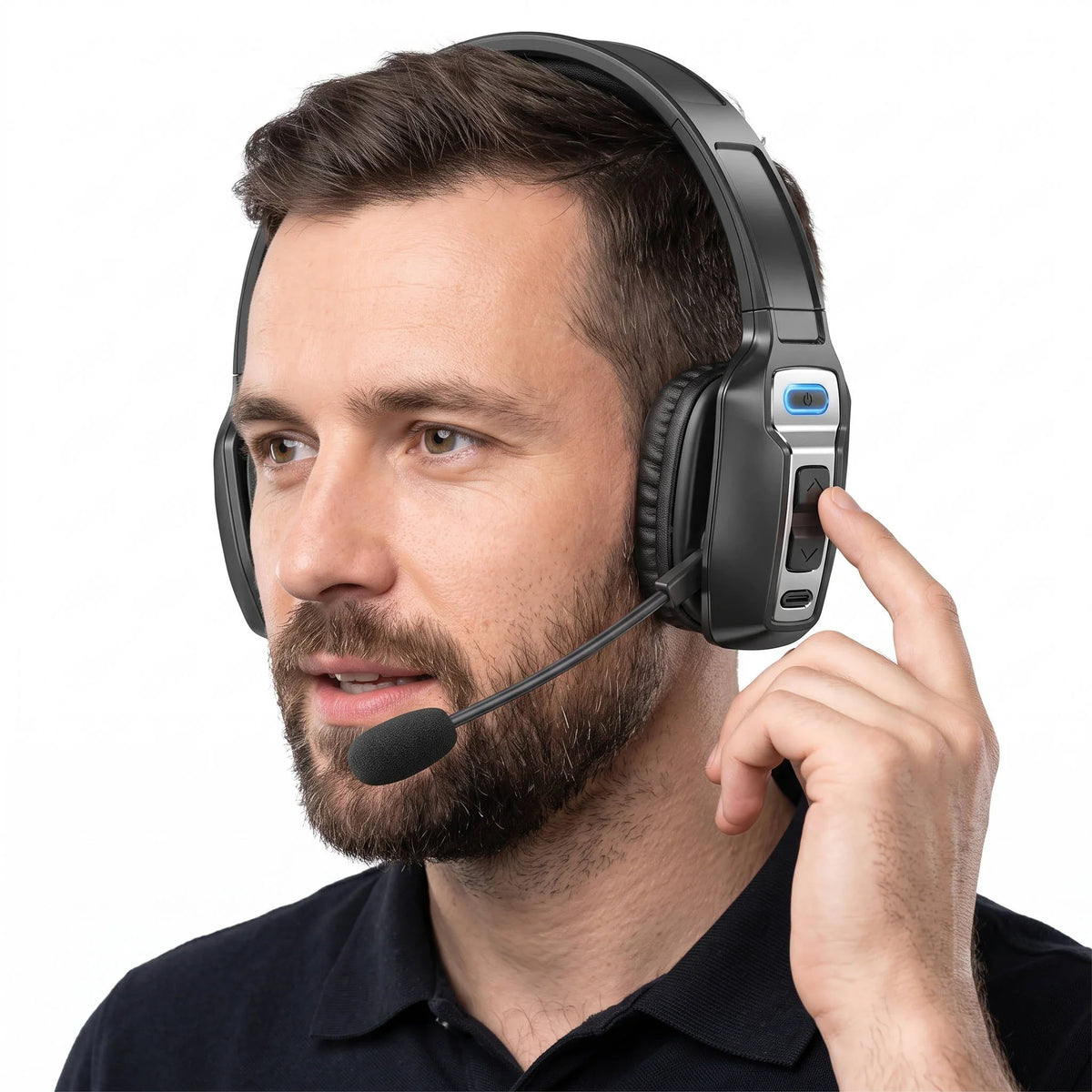 Trucker Headset Noise-Cancelling Boom Microphone 35-Hour Talk Time