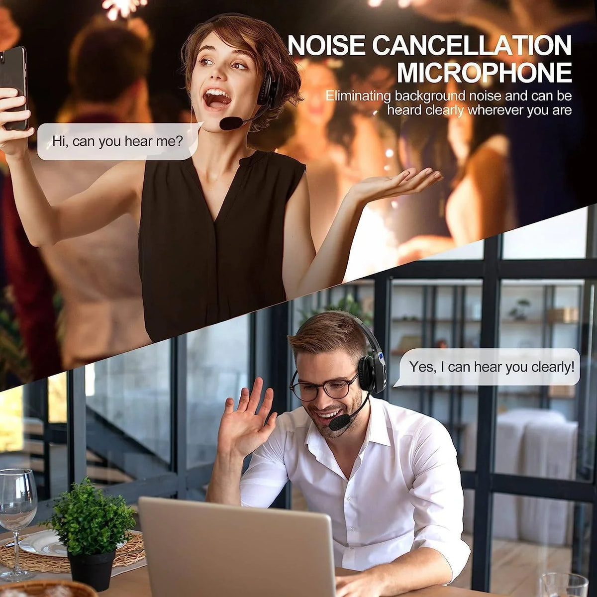 Trucker Headset Noise-Cancelling Boom Microphone 35-Hour Talk Time