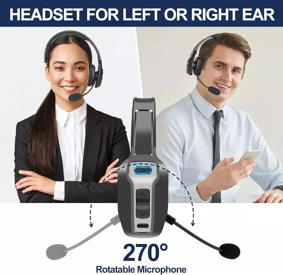 Trucker Headset Noise-Cancelling Boom Microphone 35-Hour Talk Time