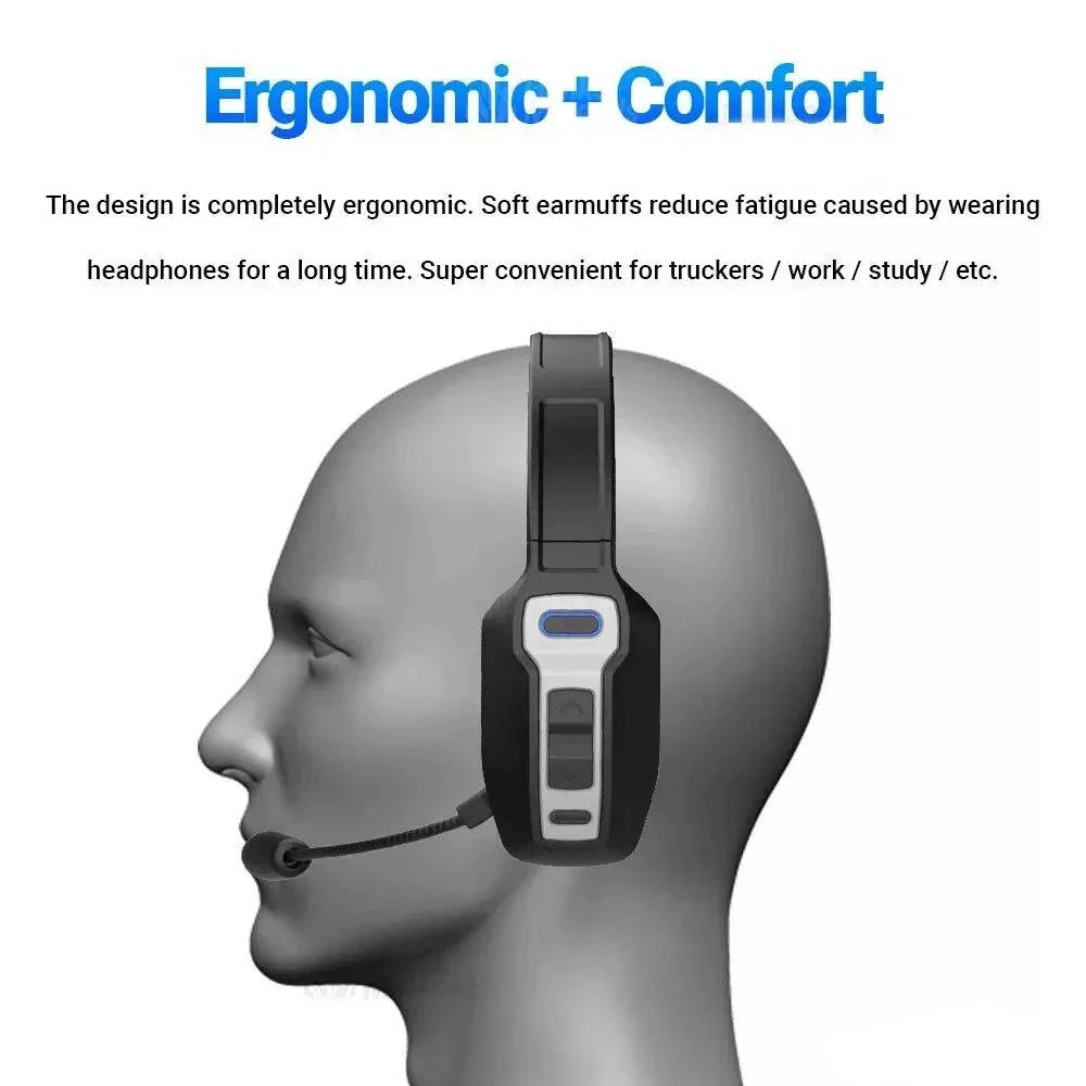 Trucker Headset Noise-Cancelling Boom Microphone 35-Hour Talk Time