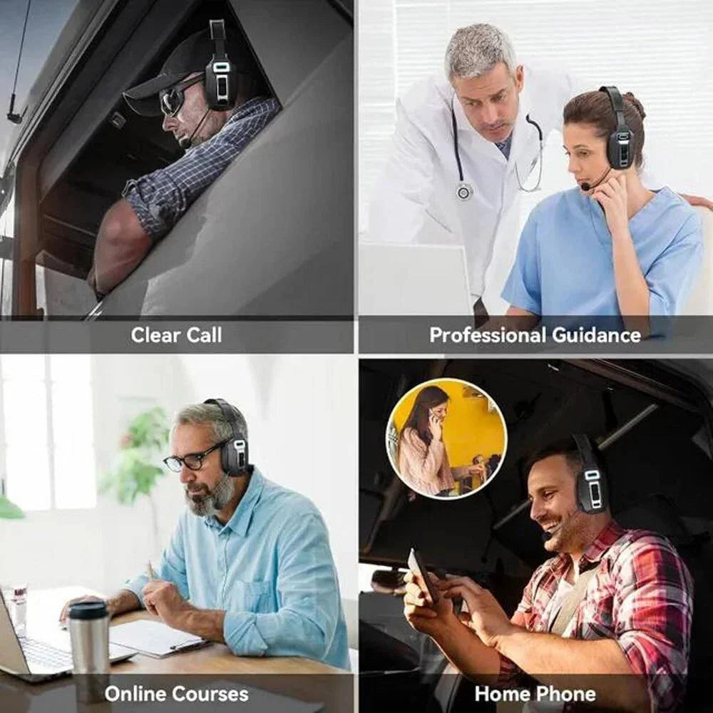 Trucker Headset Noise-Cancelling Boom Microphone 35-Hour Talk Time