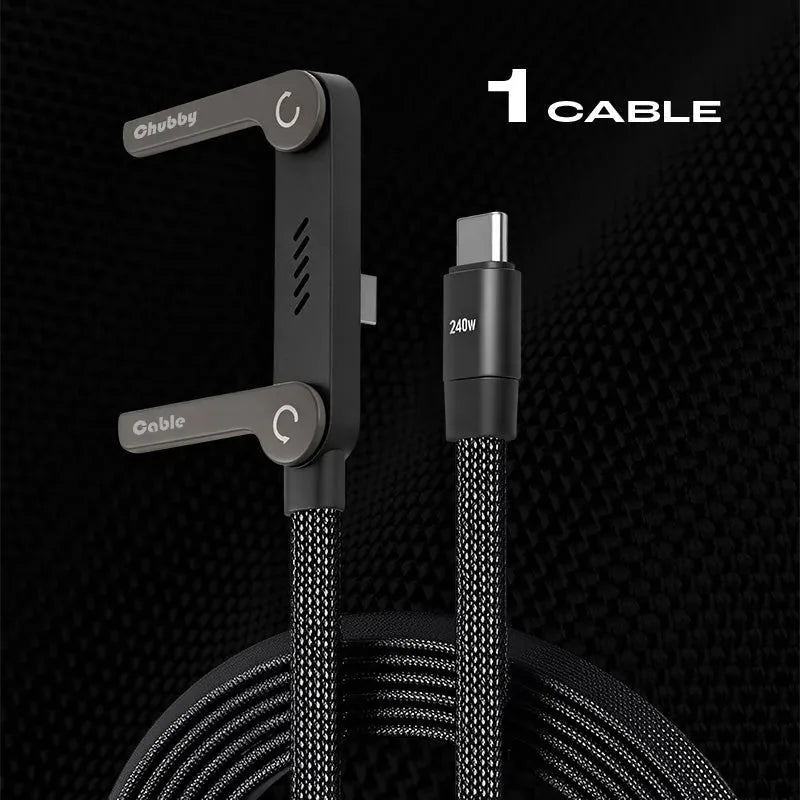 USB-C Charging Cable Built-In Phone Stand 240W Braided
