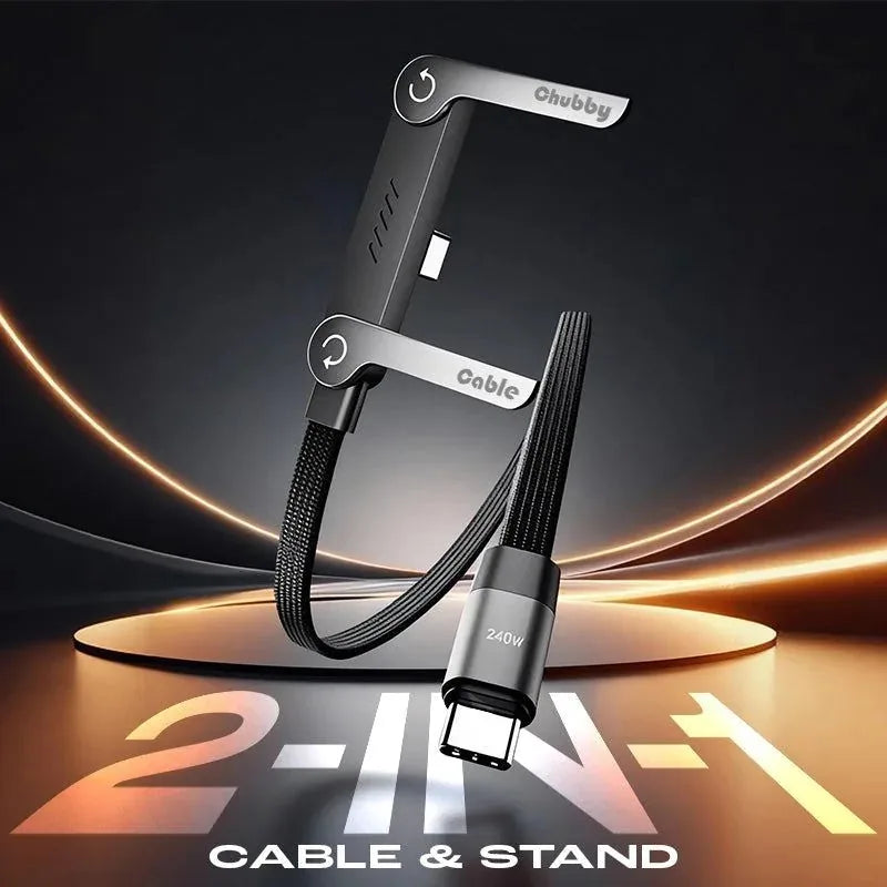 USB-C Charging Cable Built-In Phone Stand 240W Braided