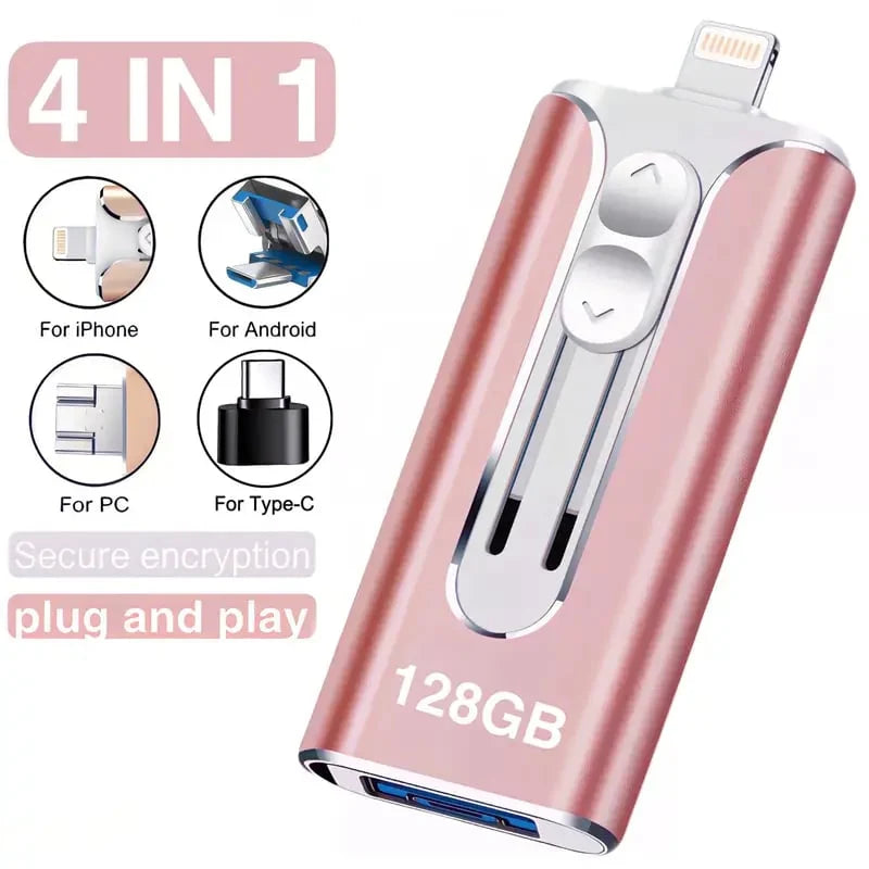 USB Flash Drive 4-In-1 Connectivity USB 3.0