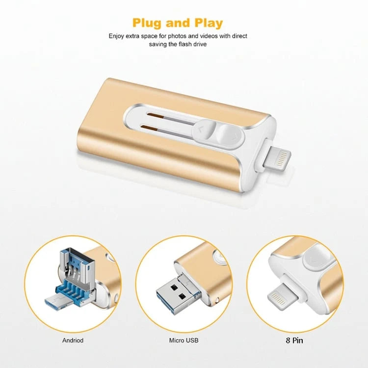 USB Flash Drive 4-In-1 Connectivity USB 3.0