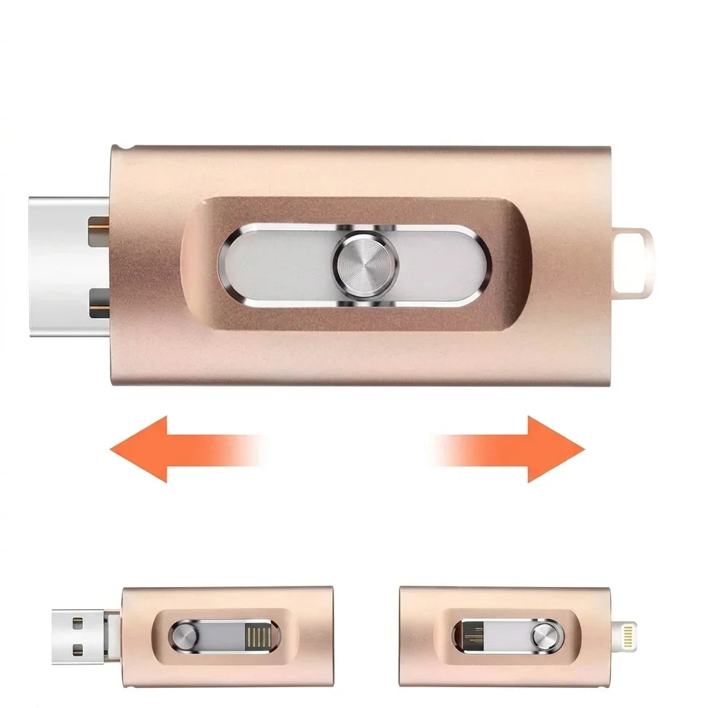 USB Flash Drive Lightning USB-C & USB-A Connectors