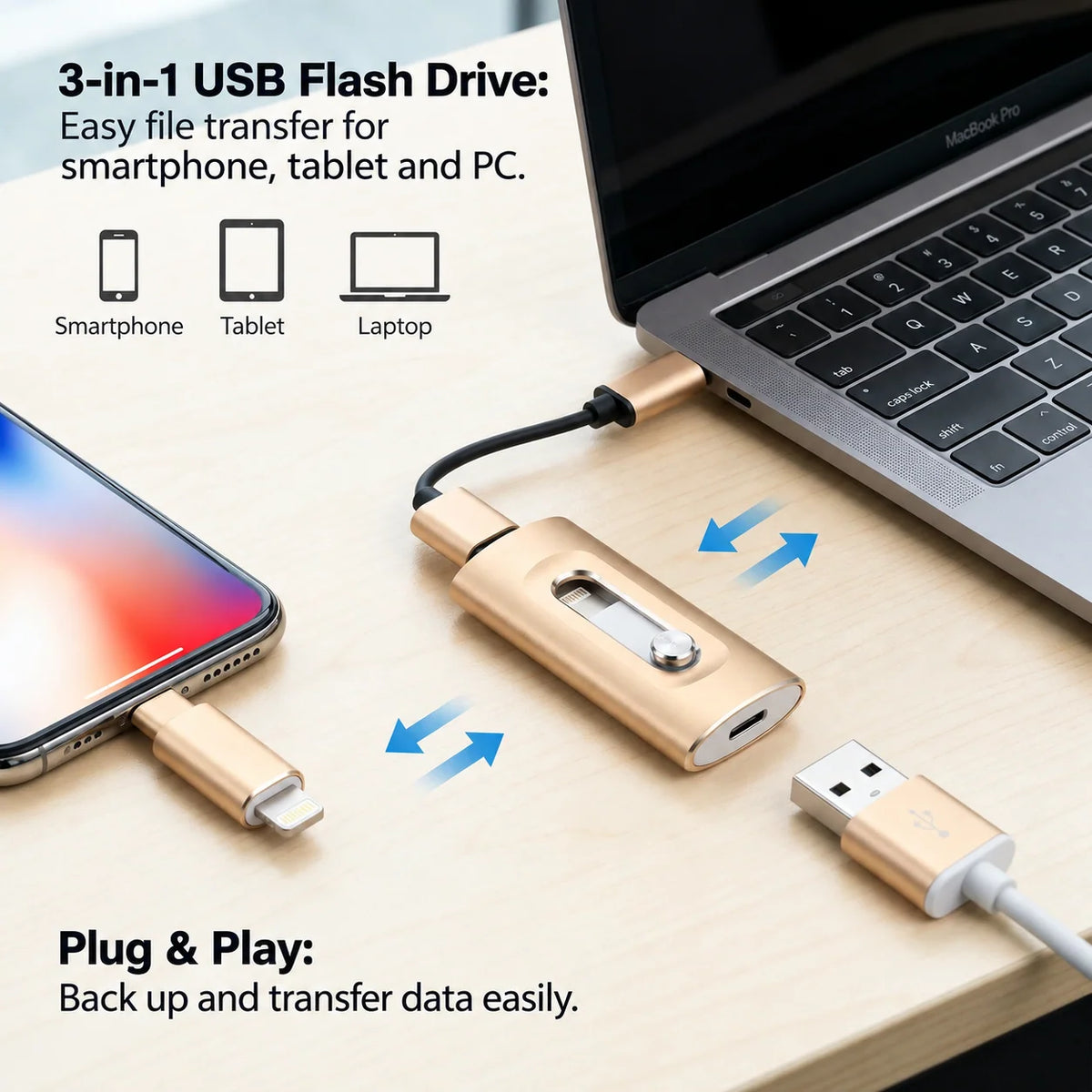 USB Flash Drive USB 3.0 & USB-C OTG Adapter