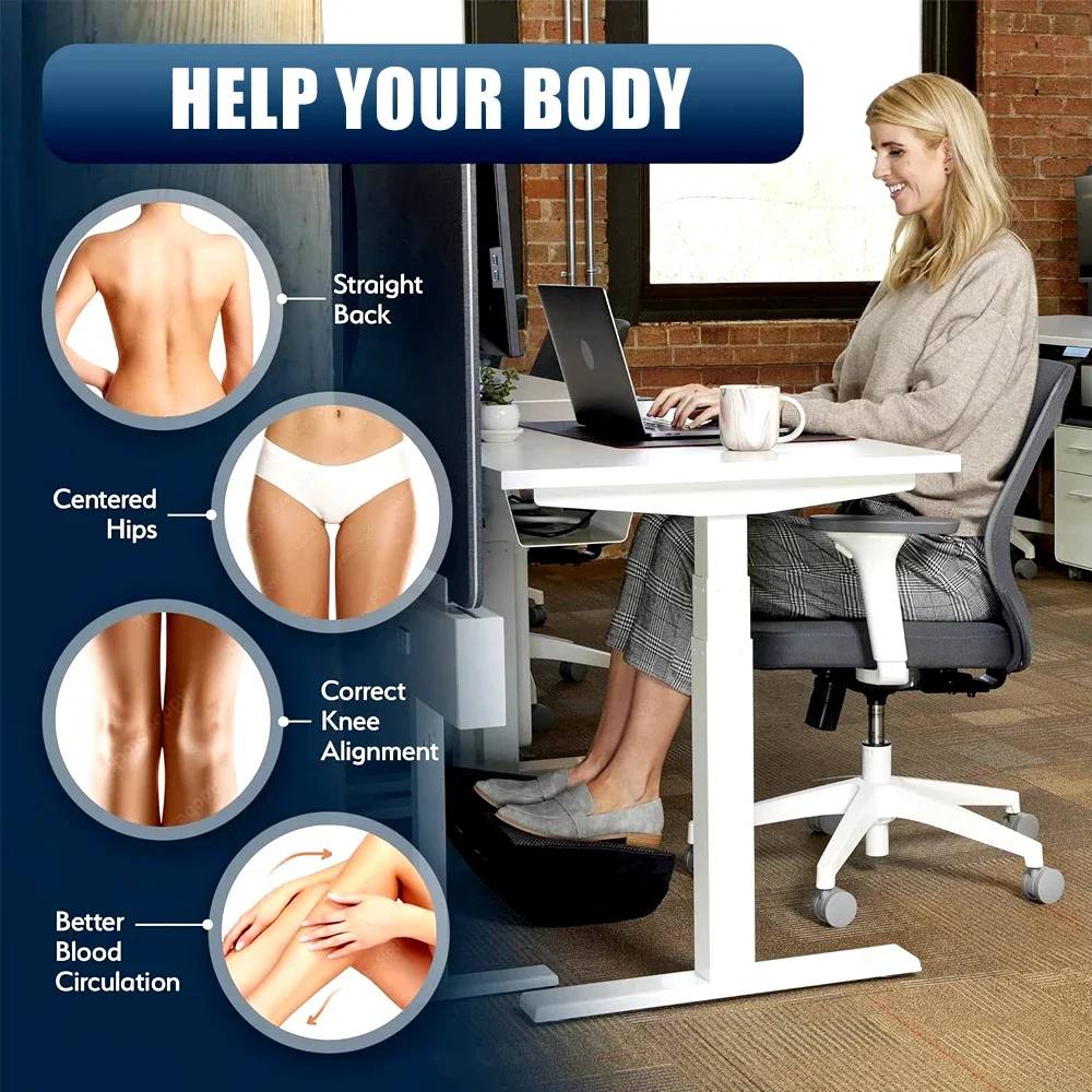 Under-Desk Foot Rest Memory Foam Adjustable Height