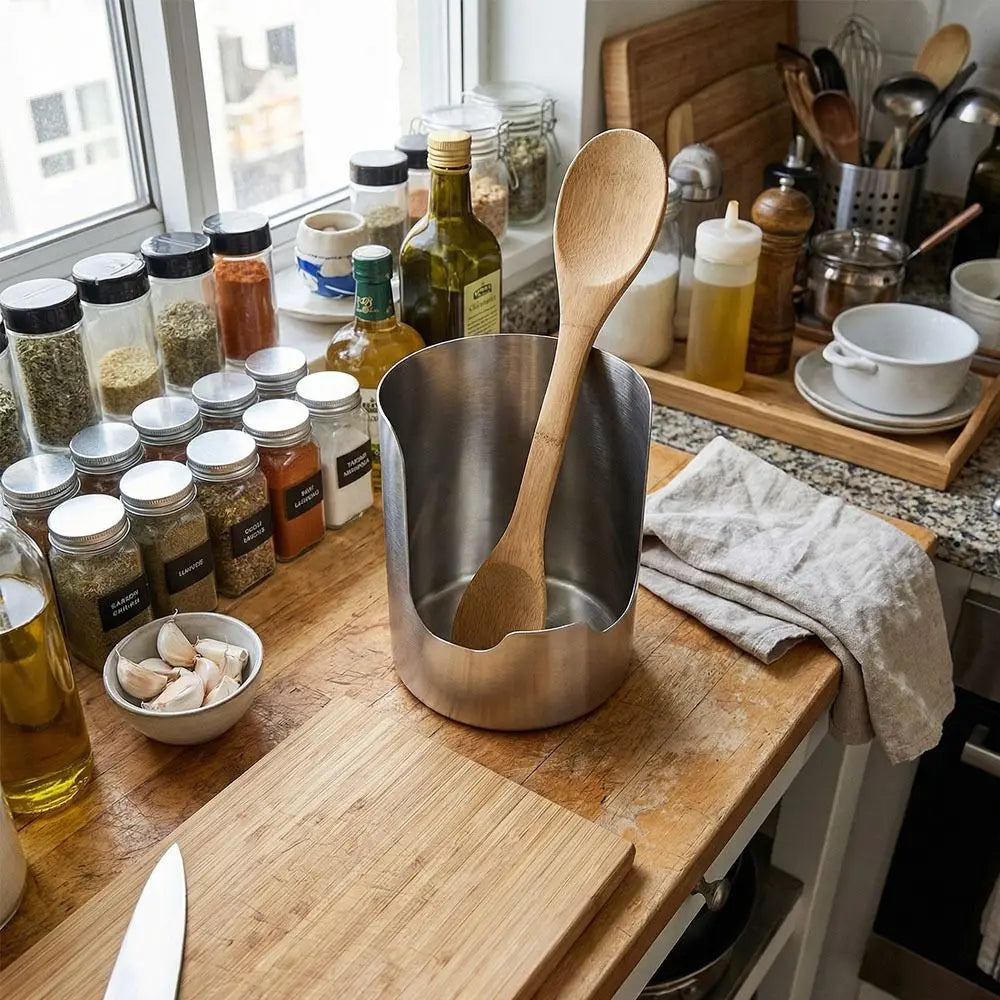 Utensil Holder Stainless Steel Vertical Space-Saving Design