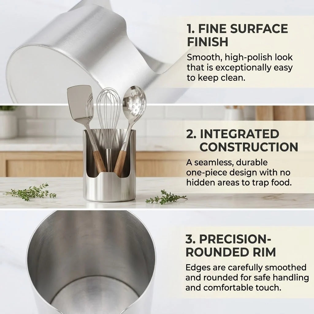 Utensil Holder Stainless Steel Vertical Space-Saving Design