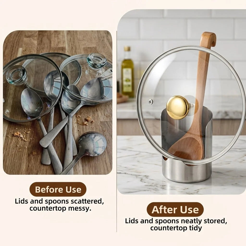 Utensil Holder Stainless Steel Vertical Space-Saving Design