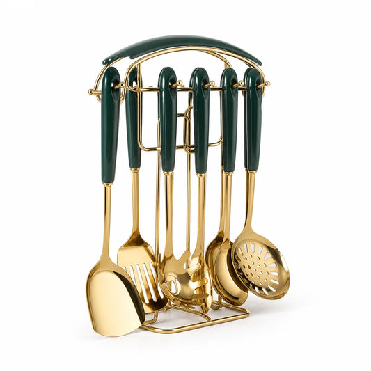 Utensil Set Stainless Steel Heat-Resistant 6-Piece Hanging Rack