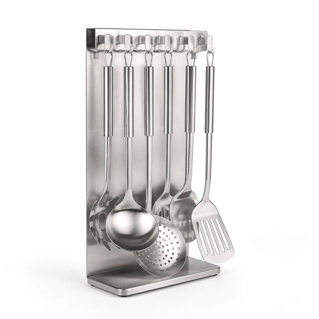 Utensil Set Stainless Steel Heat-Resistant 6-Piece Hanging Rack