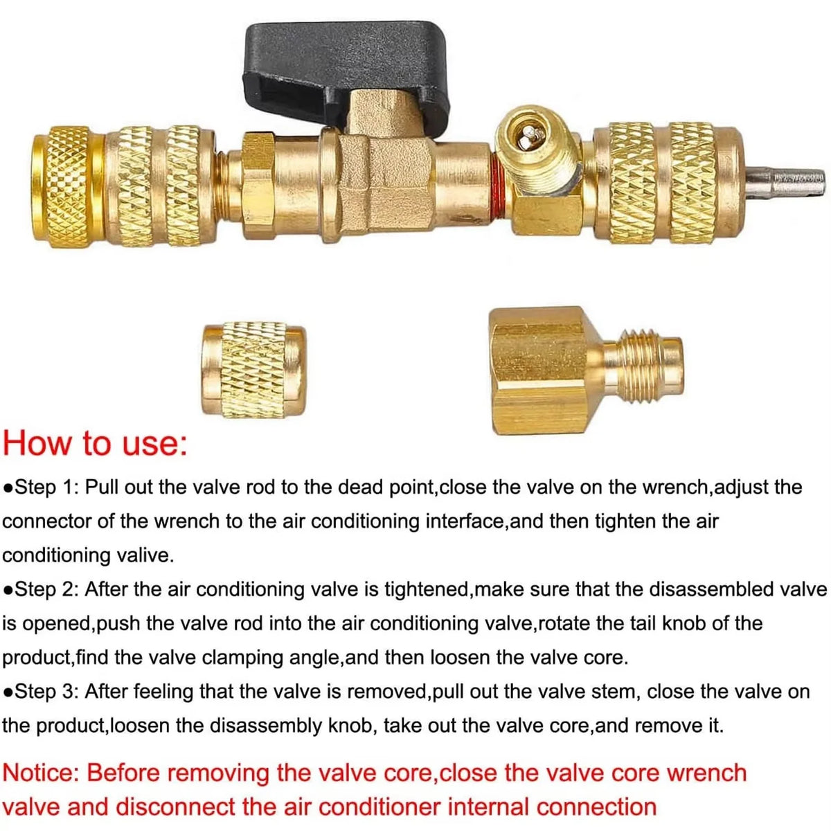 Valve Core Removal Tool Dual-Port Heavy-Duty Metal & Precision Threads