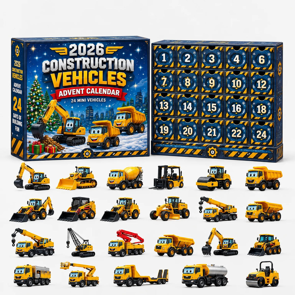 Vehicle Advent Calendar 24 Cast Metal Vehicles Reusable Drawers