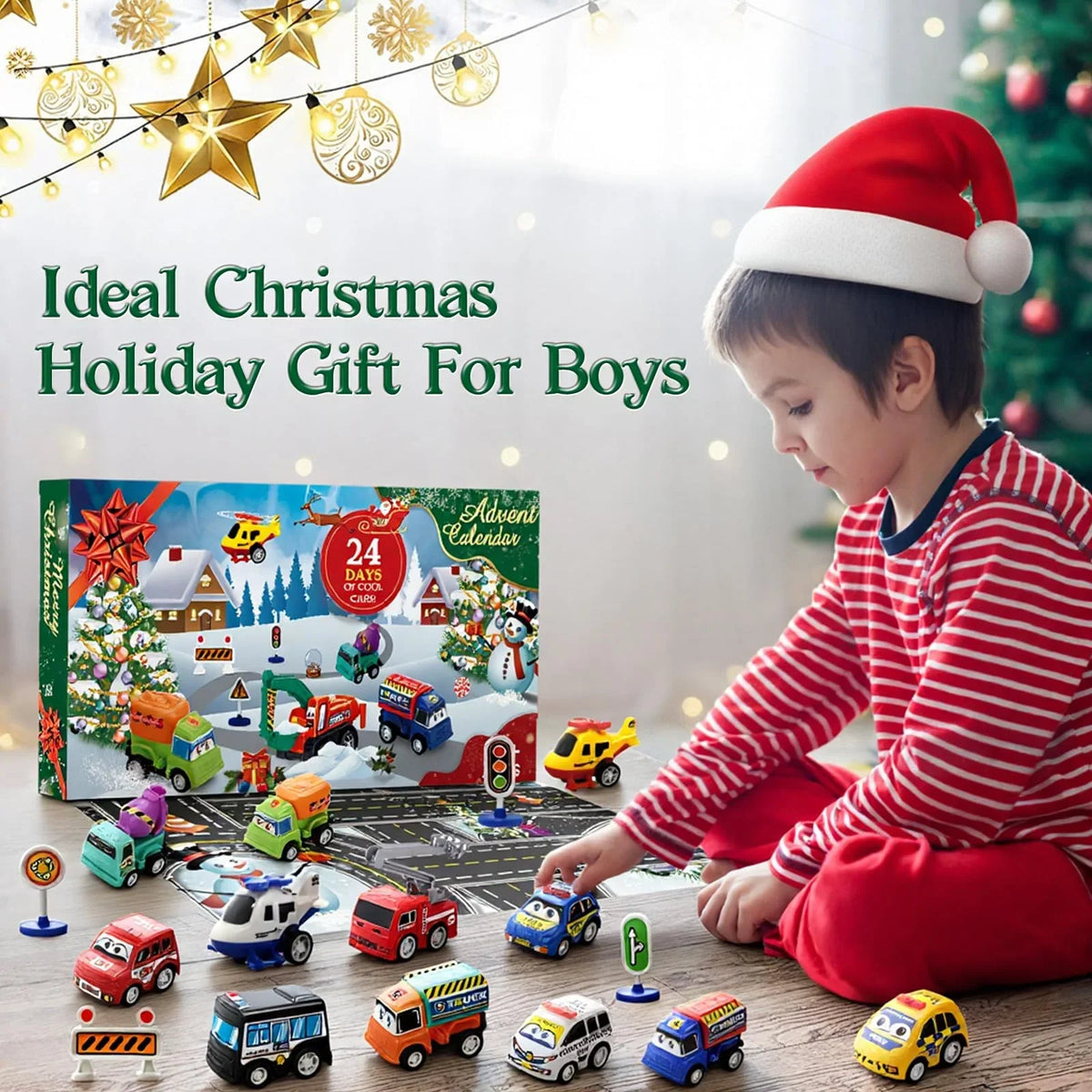 Vehicle Advent Calendar 24 Doors Pull-Back Vehicles