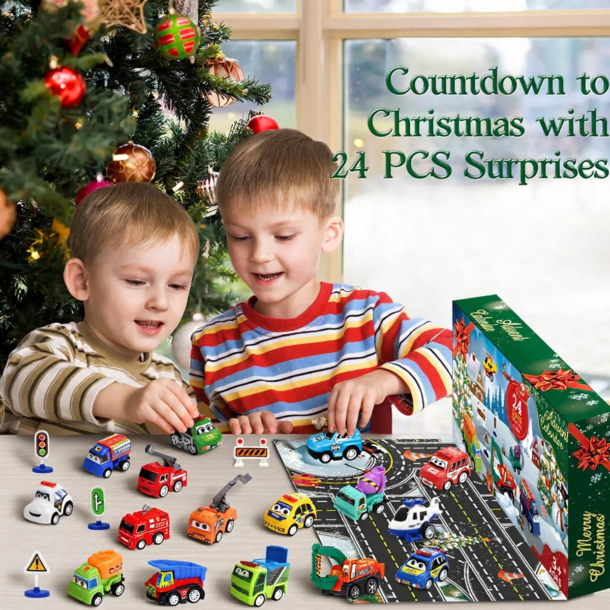 Vehicle Advent Calendar 24 Doors Pull-Back Vehicles