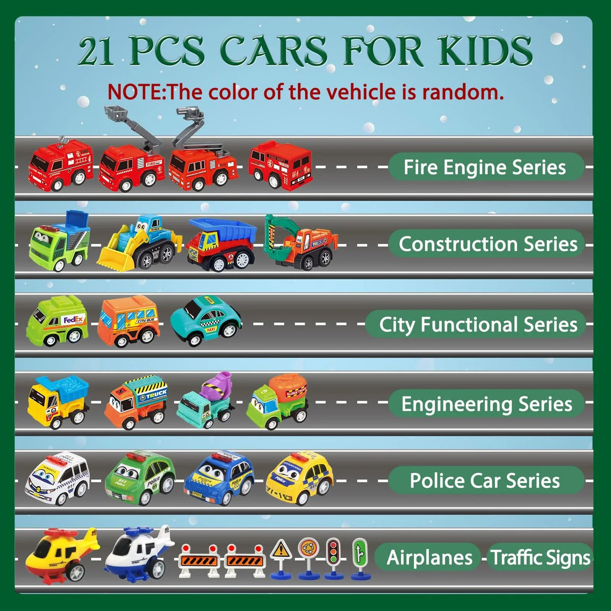 Vehicle Advent Calendar 24 Doors Pull-Back Vehicles