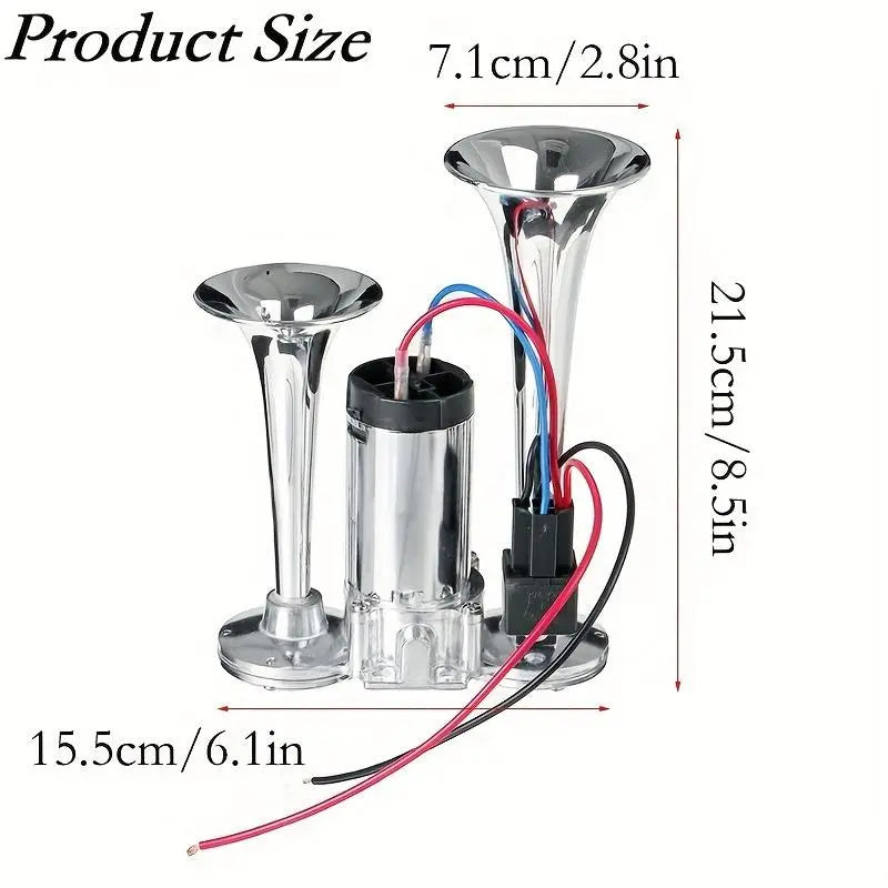 Vehicle Air Horn Dual 130 dB Automatic Compressor 12V