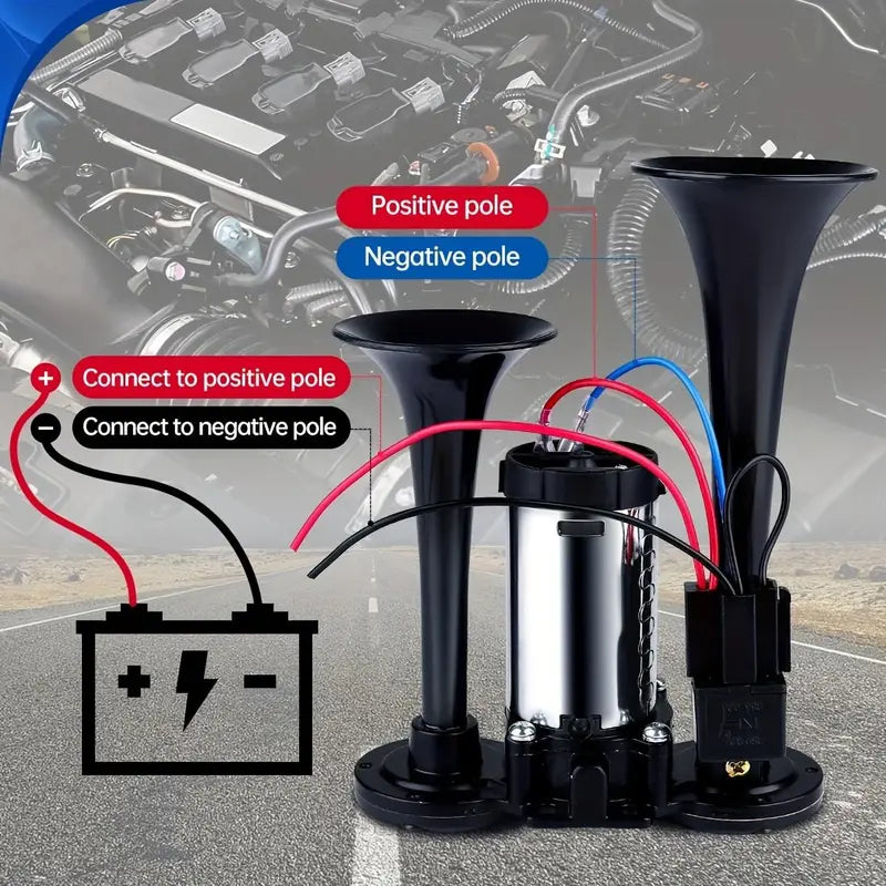 Vehicle Air Horn Dual 130 dB Automatic Compressor 12V