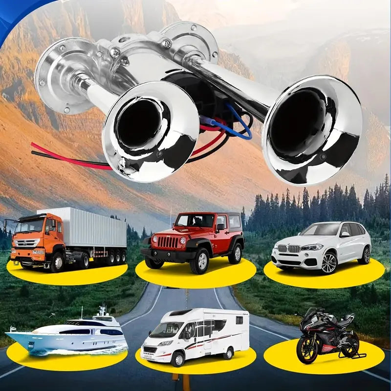 Vehicle Air Horn Dual 130 dB Automatic Compressor 12V